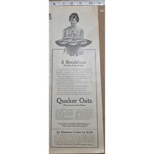 Vintage 1917 Quaker Oats Print Ad Antique Breakfast Cereal Food Advertisement